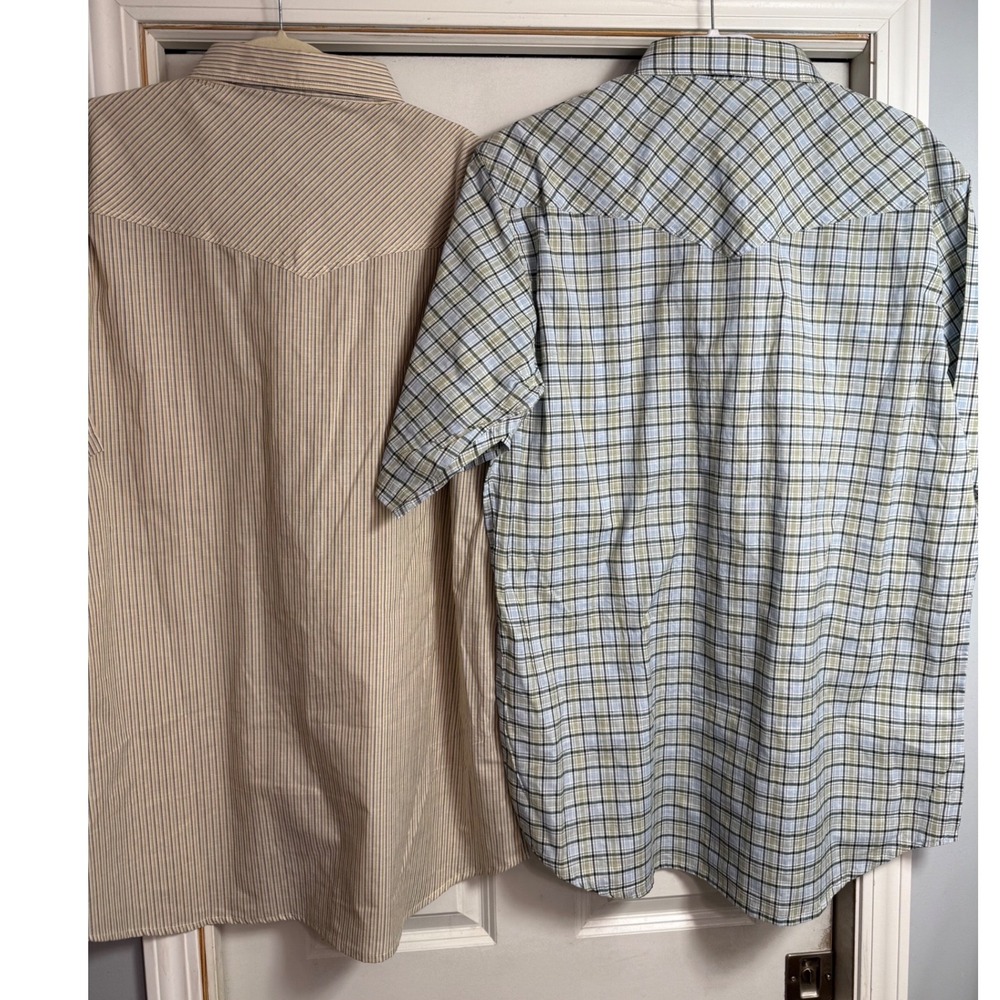 Eagle Crest Mens XLT Western Pearl Snap Shirts 2 Plaid Striped Short Sleeve NWT - Picture 4 of 6